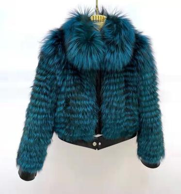 China Winter Breathable Fur Coat Women Fashion Ribbon Fox Stripe Elegant Fur Coat for sale