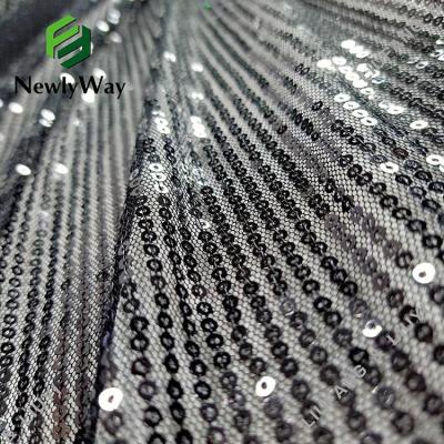 China Breathable Sexy Style Black Color Polyester Tulle Embroidery Fabric With Sequins For Women Dress for sale