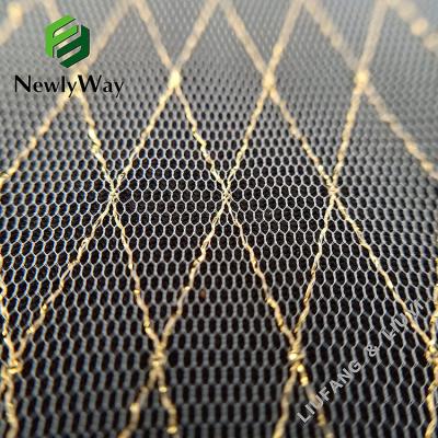 China Shrink-Resistant Bright Gold Nylon Mesh Netting Tulle Lace Trim Fabric For Dress's Edge for sale