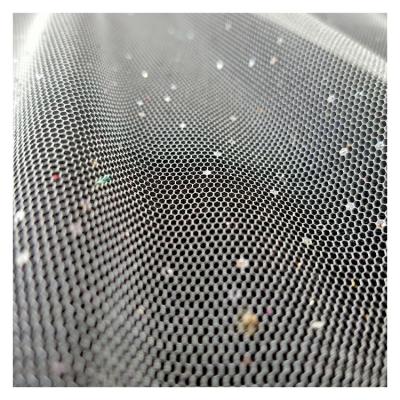 China New Design Breathable Hexagonal Glitter Tulle White Polyester Mesh Lace Fabric For Wedding Dress for sale