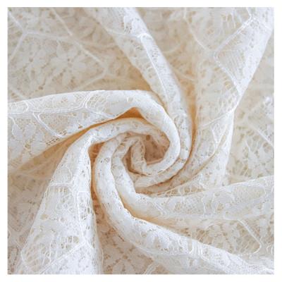 China 2021 elegant cream color viable new product 100% polyester weave lace embroidery fabric for dress decoration for sale