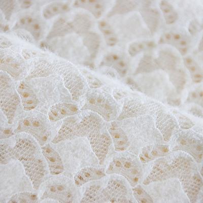 China Conch Pattern Viable Weave Nylon With Spandex Maomao Chat Lace Embroidery Fabric For Garment Base Shirt Decoration for sale