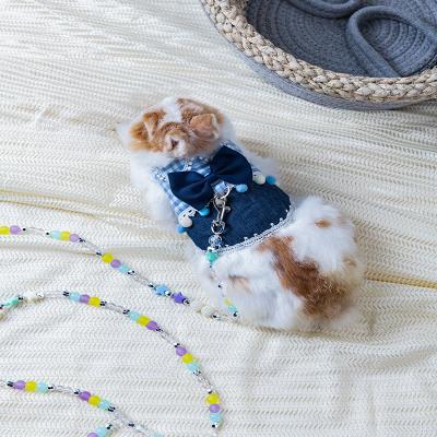 China Customized High Quality Luxury Beaded Pet Rabbit Rope Harness Leash For Small Pet for sale