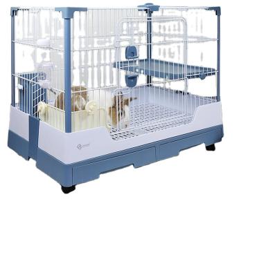 China Viable Portable Reusable Cat Cagec Outdoor Cat Rabbit Metal Cage With Wheel for sale