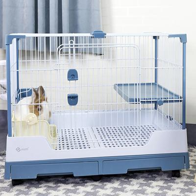 China Sustainable Portable Multicolor Cat Outdoor Metal Cage Cat Rabbit Transport Metal Cage With Wheel for sale