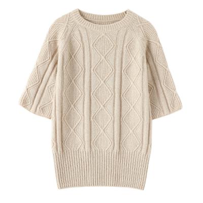 China JYG193 Newest Design Good Quality Anti-wrinkle Wool Knitted Women's Short Sleeve Women's Cashmere Sweater for sale