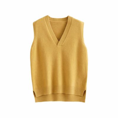 China Anti-wrinkle fashion style custom woman knitted sweater vest student sleeveless boy and girl vest solid color couple vest for sale