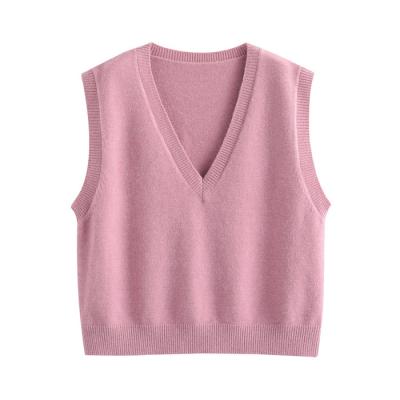 China Anti-wrinkle lady knit vest with crochet collar sweater cropped top for sale