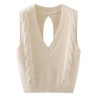 China Autumn Sexy V-Neck Sweater Vest Women Sleeveless Sweater Vest Halter Top Tight Anti-wrinkle Fashion New Products for sale