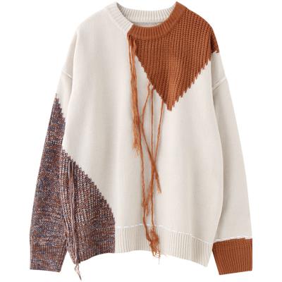 China Anti-wrinkle women's crew neck autumn sweater tassel knit pullover women's long sleeve top sweater knit for sale