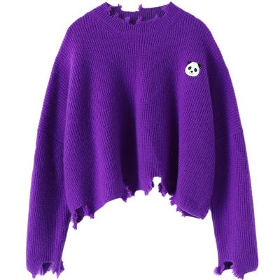 China Factory Supply Knitted College Sweater Pullover Crewneck Sweaters Women's Anti-Wrinkle Sweater for sale