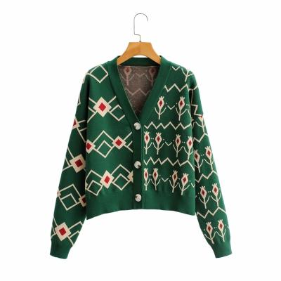 China Anti-Wrinkle Sweater Professional Manufacturer Button Coat Christmas Long Knit Jacquard Cardigan Sweater Custom Made for sale