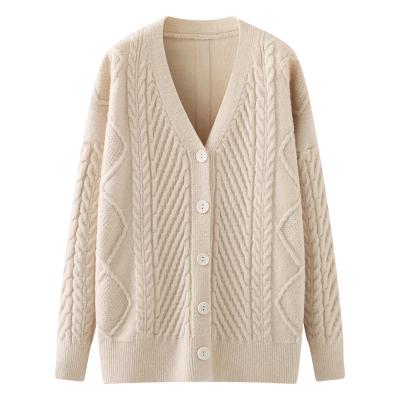 China Handmade Cotton Pure Color Ladies Long Anti-wrinkle Winter Cardigan Crochet Women Sweater Coat Tops for sale