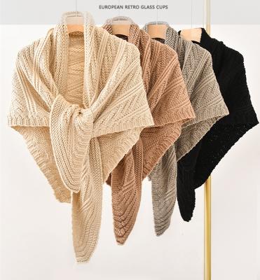 China New Arrival 2021 Wholesale Spring Anti-wrinkle Turn Down Neck Poncho Sweater Patterns Women's Shawl Knitted Crochet Poncho For Women Sweater for sale