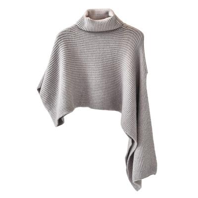 China Anti-wrinkle factory hot sale custom ladies irregular shawl sweater knitted poncho for autumn women for sale