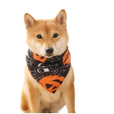 China Universal Dog Scarf Washable Halloween Pumpkin Bib Pet Bib Halloween Scarf Accessories Dog Bandana Dog Bandana Dog Holiday Dress for sale