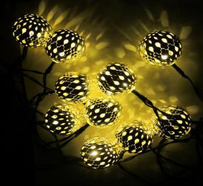 China New Arrival 4.8M Solar String Light 20LED Cavity Our Light Outdoor Solar Garden Led Moroccan Ball Lights String Light for sale