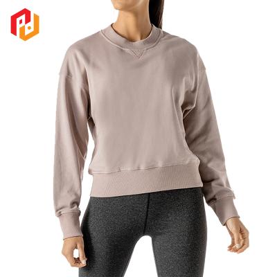 China 2021 Wholesale Anti-wrinkle Breathable Plain Cotton Long Sleeve Women's Sweatshirts Hot Selling Casual Ladies Long for sale