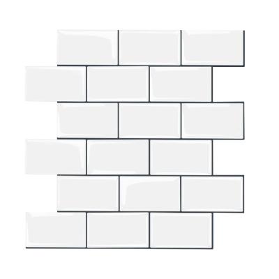 China Waterproof+ECO-Friendly+Self-adhesive White Subway Thicker Stick On Self Adhesive Wall Tiles 3d Peel And Stick Backsplash Tile Waterproof for sale