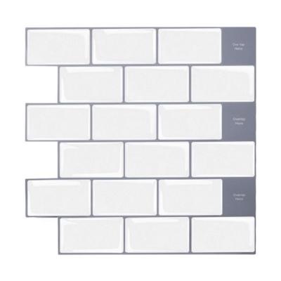 China Waterproof+ECO-Friendly+Self-adhesive 12*12 Inch White Self-adhesive Peel & Stick Wall Tiles Self Stick Backsplash 3d Wallpaper for sale