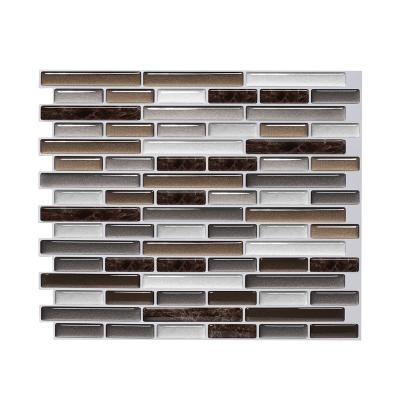 China Self Adhesive Parquet Easytiles Peel and Impress Mosaic Strip Tile Sticky Marble Backsplash for sale