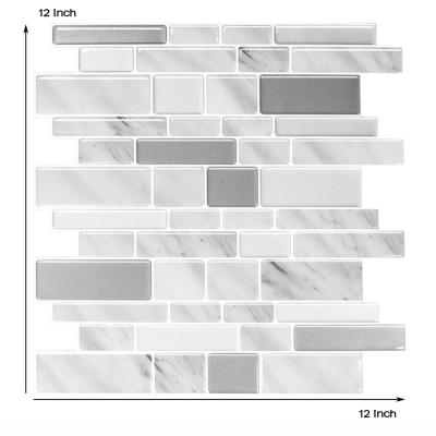 China Waterproof+ECO-Friendly+Self-adhesive 3D Self-adhesive Wall Tiles Textured Design Silver Gray Waterproof Wallpaper Tiles For Kitchen for sale