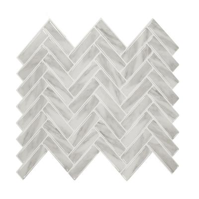 China Waterproof+ECO-Friendly+Self-adhesive Self-adhesive Waterproof Marble Dark Gray Herringbone Tiles Design Peel and Stick Wall Tiles for sale