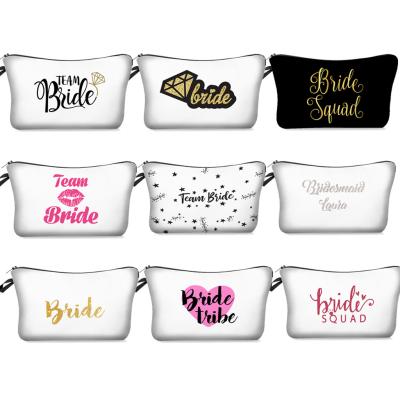 China Wholesale Custom Waterproof Wholesale Ladies Letters Bride Letters PU Logo Storage Pouch Cosmetic Bag For Women for sale