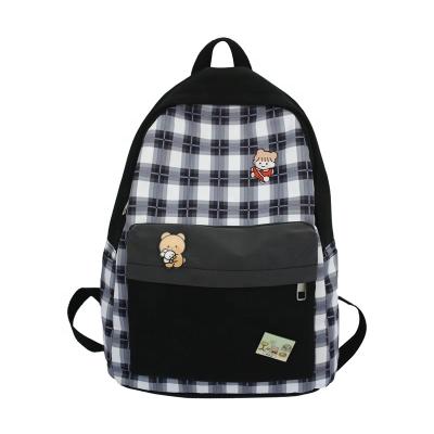 China 2020 hot sale solid color plaid ladies backpack large capacity kpop school bag portable cute campus for sale