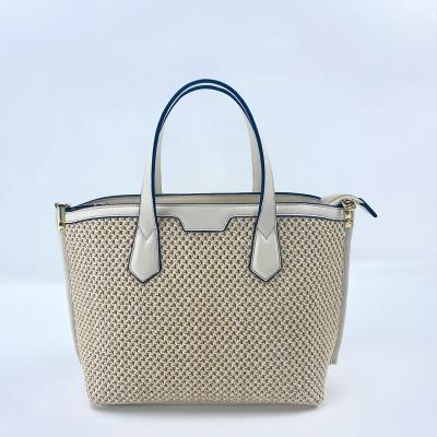 China Straw Fabric Leather Fashion Lady Handbag Tote Bag Summer Beach Large Capacity for sale