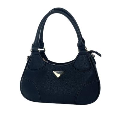 China Fashion High Quality Cheap Totes Polyester Black Simple Elegant Shoulder Bag For Women for sale