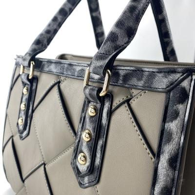 China Stylish Fashion Design With Animal Print Cross Woven Leather Handbag - Body Bags for sale