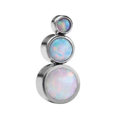 China CLASSIC ASTM F136 Band Titanium Curved Bezel Set 3 Opal Internally Threaded Top Ends Piercing Body Jewelry Wholesales for sale