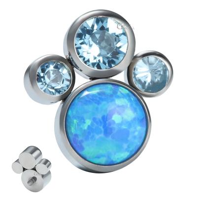 China CLASSIC ASTM F136 Titanium Internally Threaded CZ Opal Top Ends Body Piercing Bezel Set Group Jewelry Wholesales for sale