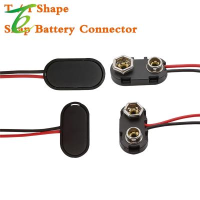 China Brand New Battery Connector 9V 5Pcs/Lot 9v I/T I/T Clip Shape Breakout Battery Connector Type Snap Shell Buckle Holder 15cm Black Hard Lead Wire Battery Connectors for sale