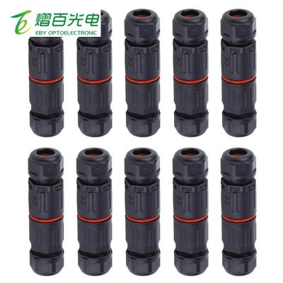 China 10Pcs IP68 Junction Connector Waterproof Straight Electrical Cable Box 3 Pin Connector Outdoor Plug Socket TB for sale