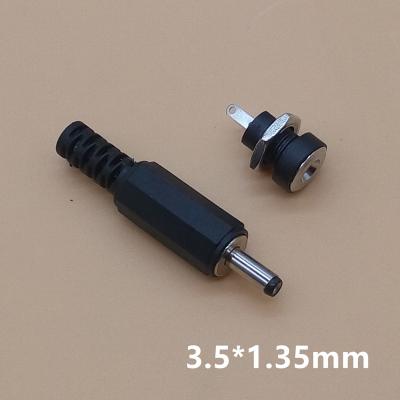 China DC Power Connector 1.3x3.5mm Female Socket Jack + Male Plug Jack Socket Adapter DC-022B 3.5*1.3mm 3.5x1.35mm for sale