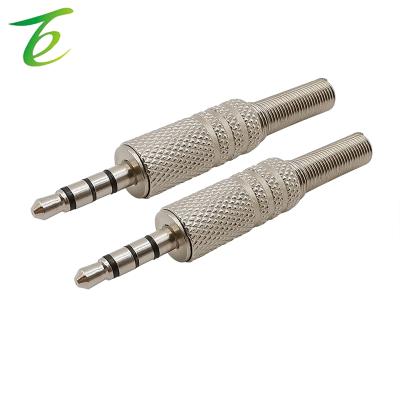 China 2Pcs Stereo Male Repair 3.5mm Jack Soldering Audio Replacement 3.5mm 4 Pole Earphone Jack 3.5mm Jack Soldering Repair DIY Male Audio Earphone Connector With Spring Tail for sale