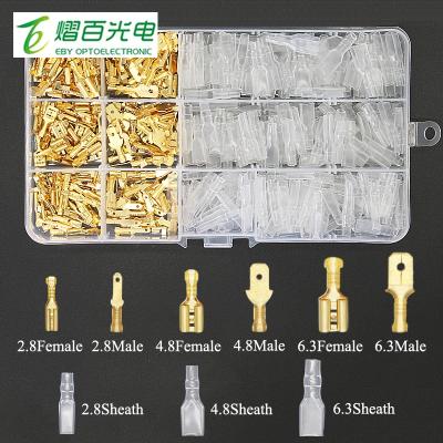 China 420Pcs 2.8/4.8/6.3mm Spade Male Female Connectors Wire Crimp Terminal Block With Insulator Socket Assortment Kit 2.8mm for sale