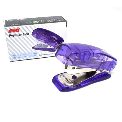 China Business.office.gift .promotion.etc S-3T Office School Desktop High Quality Basic Style Student Use Transparent Portable Plastic Mini Paper Stapler for sale