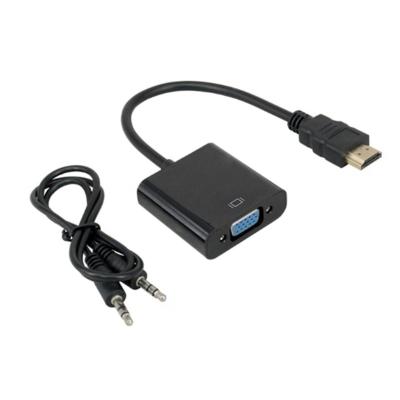 China HDTV COMPUTER to VGA Adapter with 3.5mm Jack Audio Power Supply Converter Cable HD Male to VGA Female Video Converter Adapter 1080P for sale