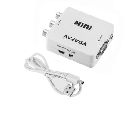 China AV2VGA Mini HD RCA CVBS Video Converter AV To VGA Converter Video Adapter With 3.5mm Audio To PC HDTV Converter 16X10X3cm for sale