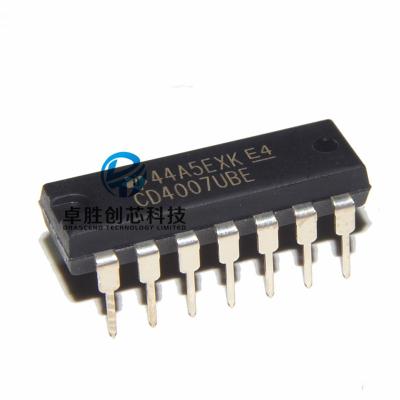 China New CMOS Pair Inverter IC Chip Standard Original Auxiliary Double Spot CD4007UBE DIP-14 for sale