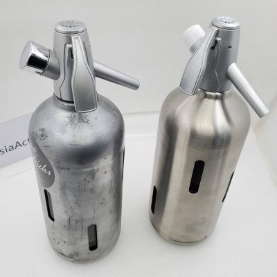 China Disposable stainless steel soda siphon, with glass bottle inside for sale