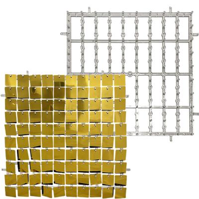 China Wedding Birthday Party Background Decoration Wall Gold Shimmer Wall Sequin Panel Square Backdrop for sale