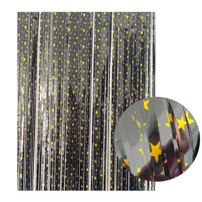 China Silver Black Curtains Ramadan Eid Mubarak Backdrop Star Tinsel Fringe Pet Muslim Gold Foil Curtain For Wall Decorations for sale