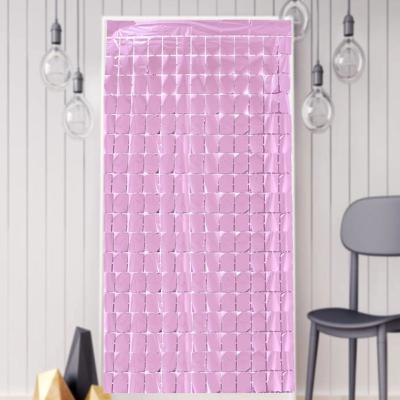 China New Aluminum Curtain Tinsel Fringe Square Foil Curtain Metallic Rain Pet Sequin Glitter Photo Background Decoration for sale