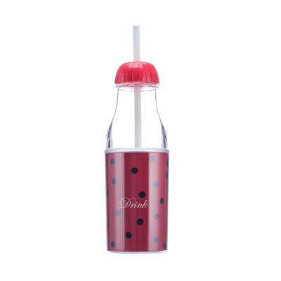 China 18oz Double Wall Sustainable Acrylic Straight Insulated Plastic Drink Water Bottle With Straw And Lid for sale