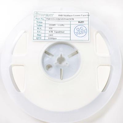 China Multilayer Ceramische Condensatoren MLCC SMT 3300pF 50V 0402 X7R van SMD Te koop