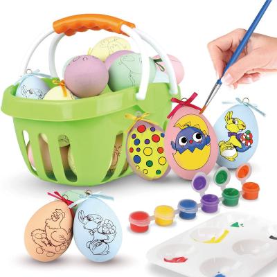 China Kids Coloring Toy New Design Diy Doodle Toys Easter Egg Plastic Rabbit Painting Egg Kit Decorator For Kids for sale